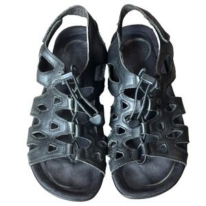 Abeo Gladiator Sandals Black Leather Womens 6